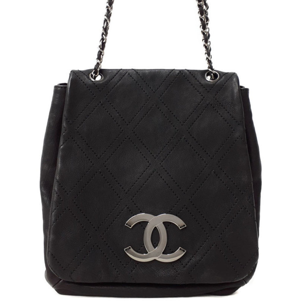 Chanel Diamond Stitch Double Chain Shoulder Bag Black